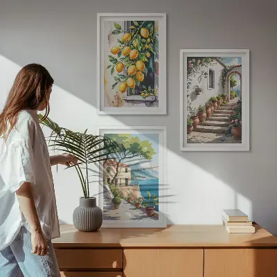 Zidna galerija limuni, cvijeće i pogled na more