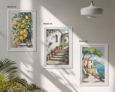 Zidna galerija limuni, cvijeće i pogled na more