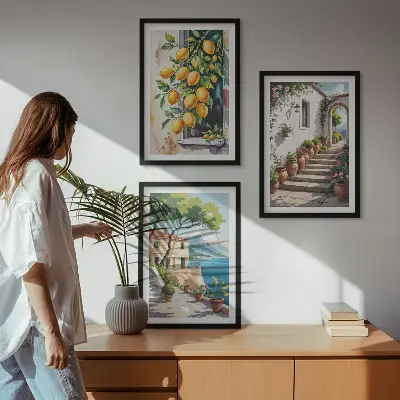 Zidna galerija limuni, cvijeće i pogled na more