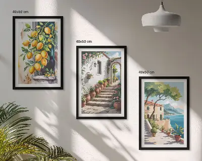 Zidna galerija limuni, cvijeće i pogled na more