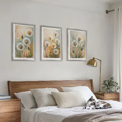 Zidna galerija cvjetovi maslačka i pastelne trave