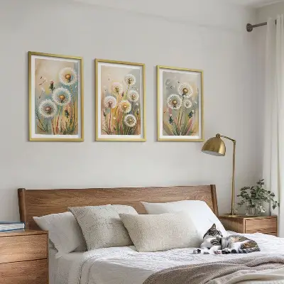 Zidna galerija cvjetovi maslačka i pastelne trave