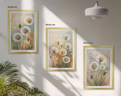 Zidna galerija cvjetovi maslačka i pastelne trave