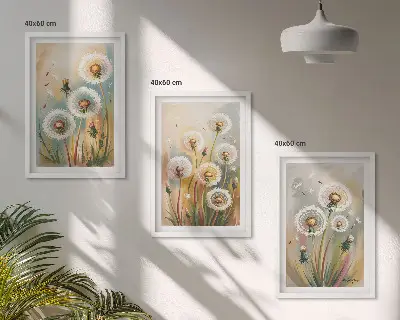 Zidna galerija cvjetovi maslačka i pastelne trave