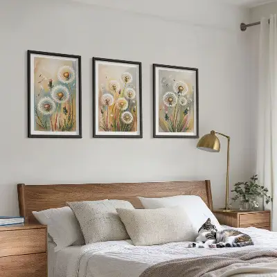 Zidna galerija cvjetovi maslačka i pastelne trave