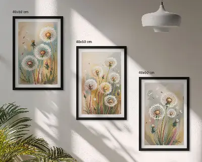 Zidna galerija cvjetovi maslačka i pastelne trave
