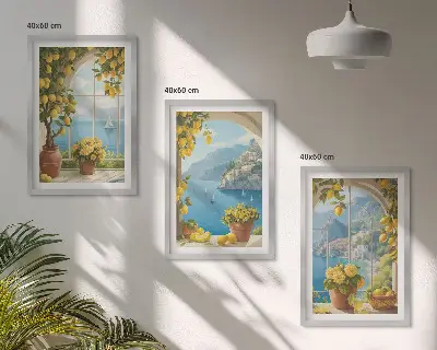 Zidna galerija pejzaži mora s limunima i prozorima