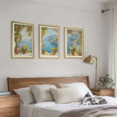Zidna galerija pejzaži mora s limunima i prozorima