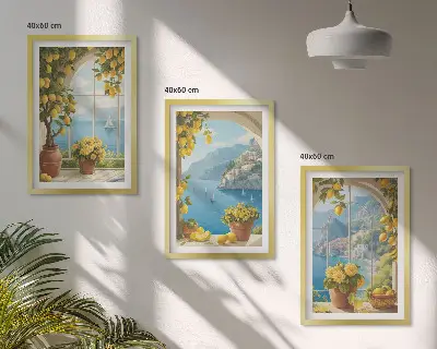 Zidna galerija pejzaži mora s limunima i prozorima