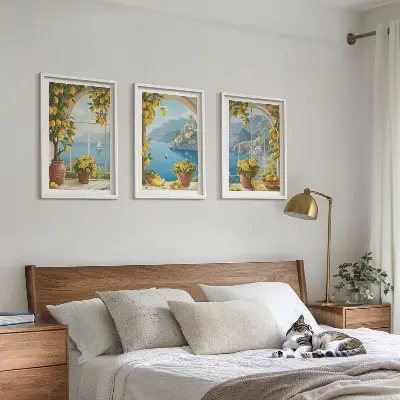 Zidna galerija pejzaži mora s limunima i prozorima