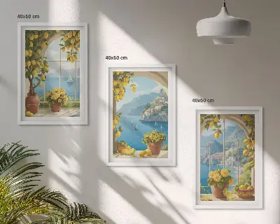 Zidna galerija pejzaži mora s limunima i prozorima