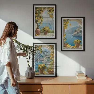 Zidna galerija pejzaži mora s limunima i prozorima