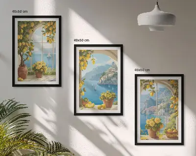 Zidna galerija pejzaži mora s limunima i prozorima