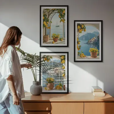 Cvijeće limuna u Seatownu set 3 slike u okviru