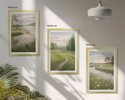 Zidna galerija ljetni krajolici s rijekom i livadom cvijeća