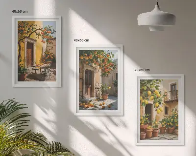 Triptih u okviru citrusno voće i biljke za dvorište