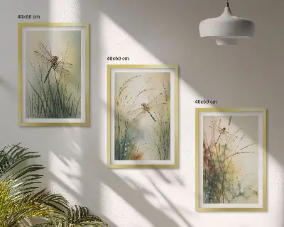 Zidna galerija trava vretenaca iznad vode