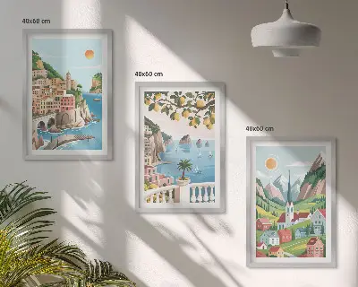 Pejzaži, more, agrumi triptih u okviru
