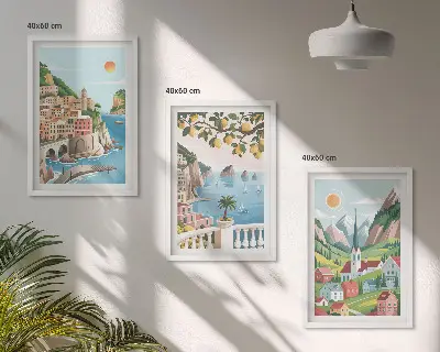 Pejzaži, more, agrumi triptih u okviru
