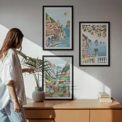 Pejzaži, more, agrumi triptih u okviru
