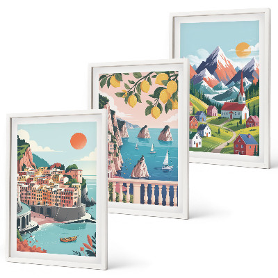 Set 3 slike u okviru Šarene planine i gradovi