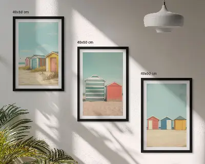 Zidna galerija šarene kuće, plaža i sunce