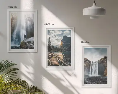 Triptih Slapovi slika s motivom planinskog krajolika u okviru