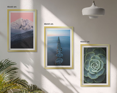 Zidna galerija Planine ružičasto nebo voda sukulent