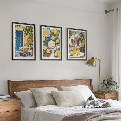 Set 3 slike u okviru motiva limunade za sunčanje na terasi