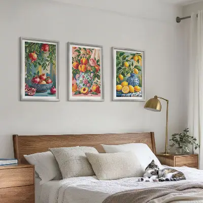 Set 3 slike voćnih sastava nara u okviru set od 3 slike u okviru