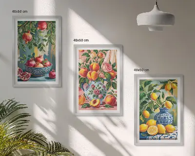 Set 3 slike voćnih sastava nara u okviru set od 3 slike u okviru