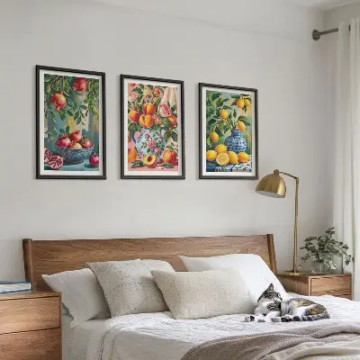 Set 3 slike voćnih sastava nara u okviru set od 3 slike u okviru