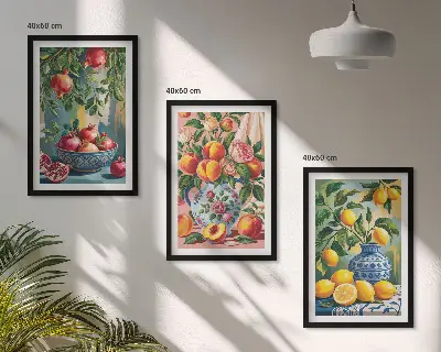 Set 3 slike voćnih sastava nara u okviru set od 3 slike u okviru