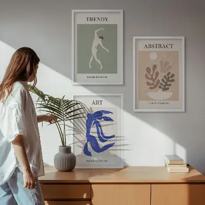 Matisseove elegantne biljne figure triptih u okviru