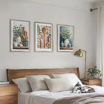 Set 3 slike u okviru motiv kuhinjskog pribora na biljnoj bazi