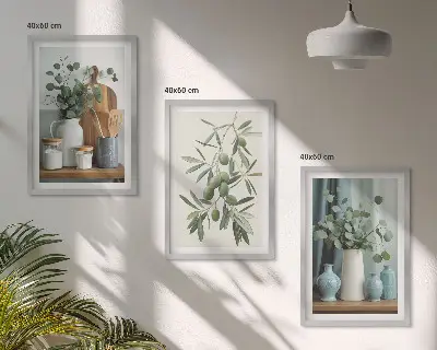 Zidna galerija zelene masline s motivom eukaliptusa