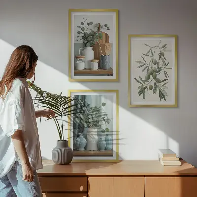 Zidna galerija zelene masline s motivom eukaliptusa