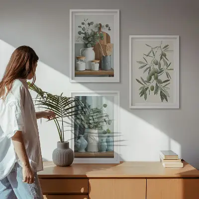 Zidna galerija zelene masline s motivom eukaliptusa