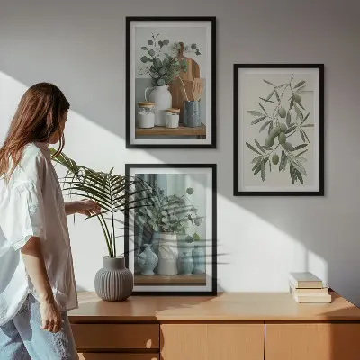 Zidna galerija zelene masline s motivom eukaliptusa