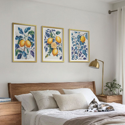 Set 3 slike u okviru Plavo lišće grana limuna