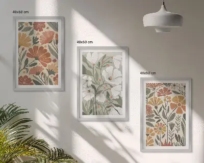 Zidna galerija s uzorkom cvijeća u narančastoj i zelenoj boji