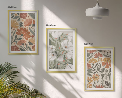 Zidna galerija Cvjetni uzorci narančasto zelena
