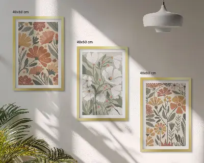 Zidna galerija s uzorkom cvijeća u narančastoj i zelenoj boji