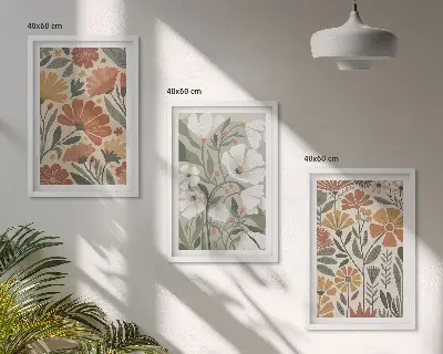 Zidna galerija s uzorkom cvijeća u narančastoj i zelenoj boji
