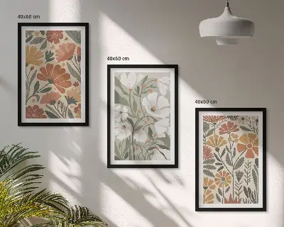 Zidna galerija s uzorkom cvijeća u narančastoj i zelenoj boji