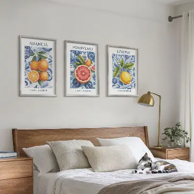Ilustracije agruma starine triptih u okviru