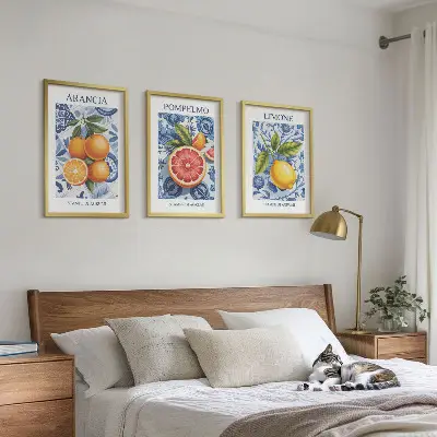 Ilustracije agruma starine triptih u okviru