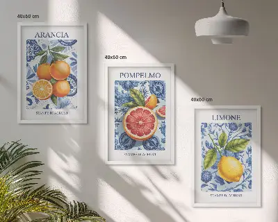 Ilustracije agruma starine triptih u okviru