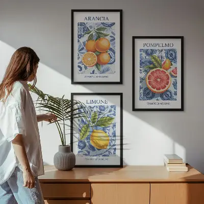 Ilustracije agruma starine triptih u okviru