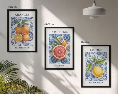 Ilustracije agruma starine triptih u okviru